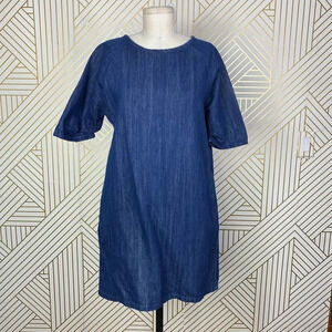 Giada Forte Forte Denim Shift Dress Short Sleeve Exposed Zip Size 0 /‎ XS